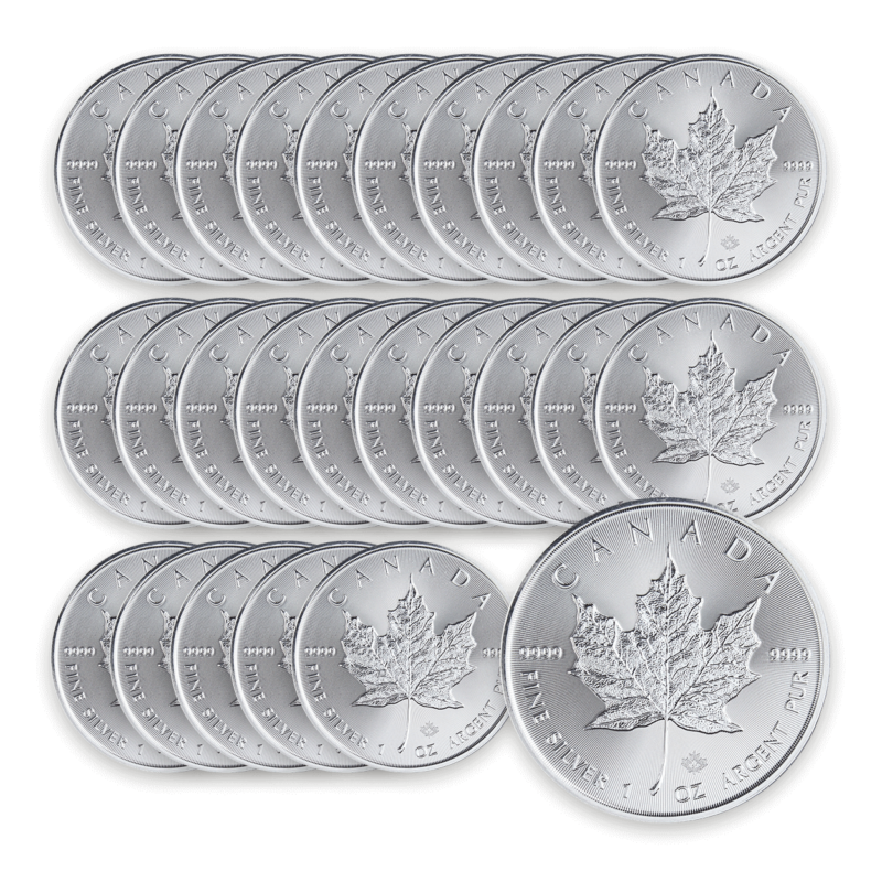 Zestaw 25 x Liść Klonowy 1 oz – Srebrna moneta bulionowa